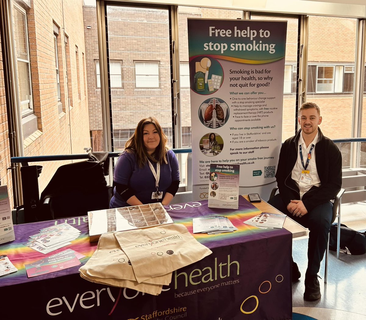 UHNM_NHS's tweet photo. #NoSmokingDay🚫🚬

Join our Smoking Cessation team and Everyone Health - Staffordshire today at both Royal Stoke main atrium (outside the restaurant) and at County Hospital (outside nightingale restaurant) for a free Stop Smoking Clinic! https://t.co/lniEMbZALN