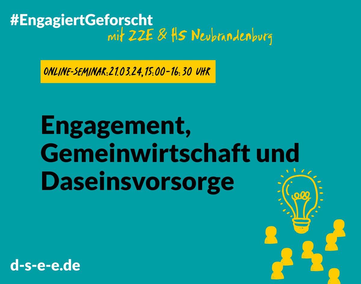 #EngagiertGeforscht geht es weiter: Im nächsten Webinar mit @HSNB_Campus & ZZE erfahrt ihr, wie Bürgergenossenschaften, Netzwerke&gemeinwirtschaftliche Strategien das Leben auf dem Land verbessern können. 📅21. März 2024, 15 bis 16:30 Uhr Zur Anmeldung: bit.ly/3PjtI2o