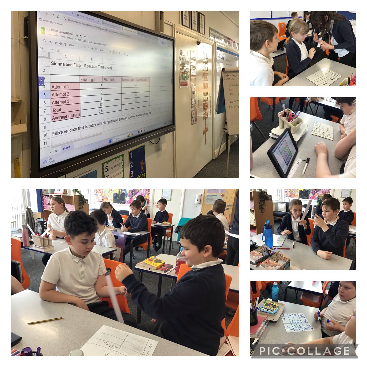 StHelensYear5's tweet photo. We're having a great time in Year 6 for #BritishScienceWeek testing our reaction times. We then used our computing knowledge to create a spreadsheet and our maths skills to calculate our mean measurement! @STHAssistantHT @PrincipalSTH https://t.co/zRbmgnClFp