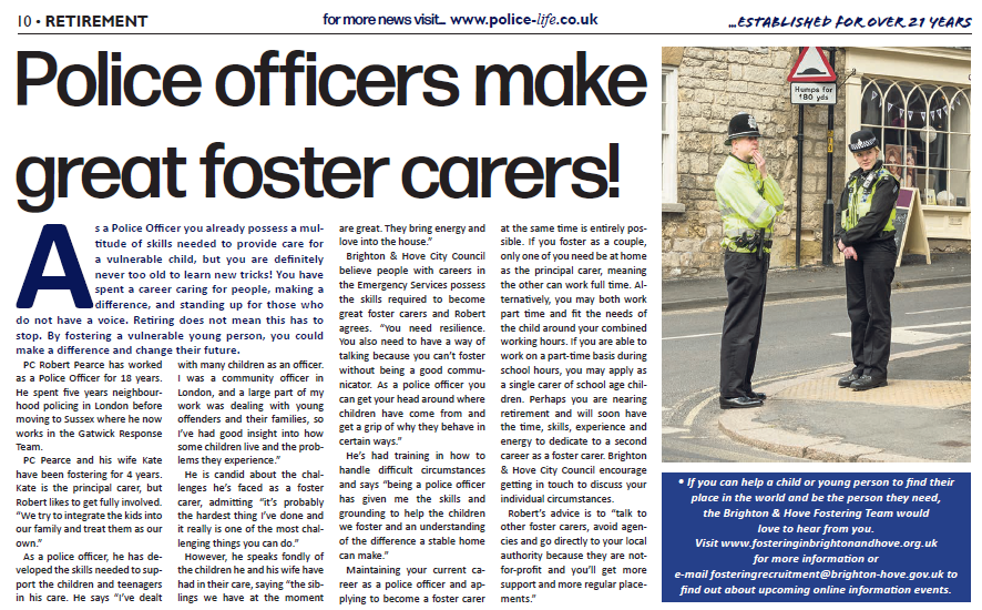 Are you a #PoliceOfficer looking to retire? Have you seen our feature in <a href="/PoliceLifenews/">Police Life</a>? Police Officers already possess many of the skills needed become a #fostercarer and already know how to make a difference. Read bit.ly/PL-Retirement or enquire bit.ly/42LEF0N