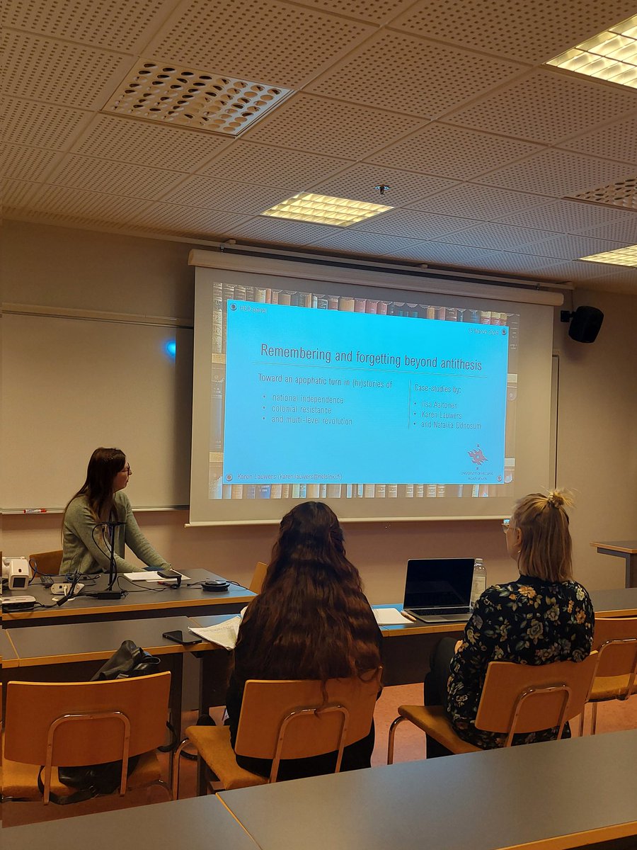Last parallel sessions in @HEXhistory conference 2024. In panel 8b Karen Lauwers, Iisa Aaltonen & Nataliia Odnosum presenting their interesting project: 'Remembering and Forgetting beyond Antithesis'