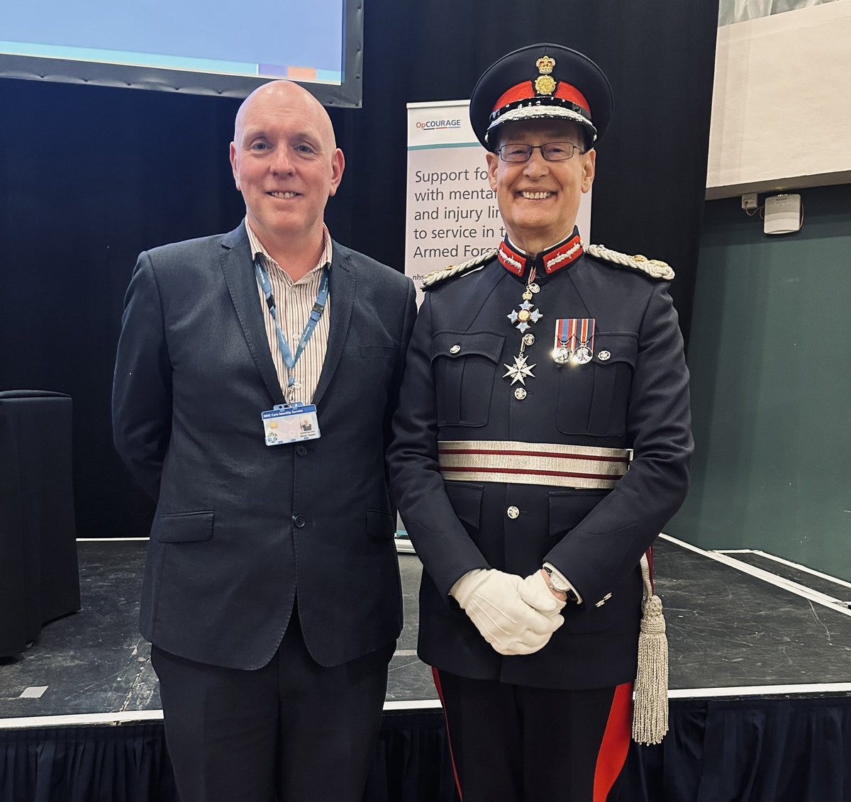 A real privilege to be invited to the #opcourage north of England event today. Finally met our Lord Lieutenant for West Yorkshire Ed Anderson giving his support as always to our #veterans #mentalhealth service. @LeedsandYorkPFT