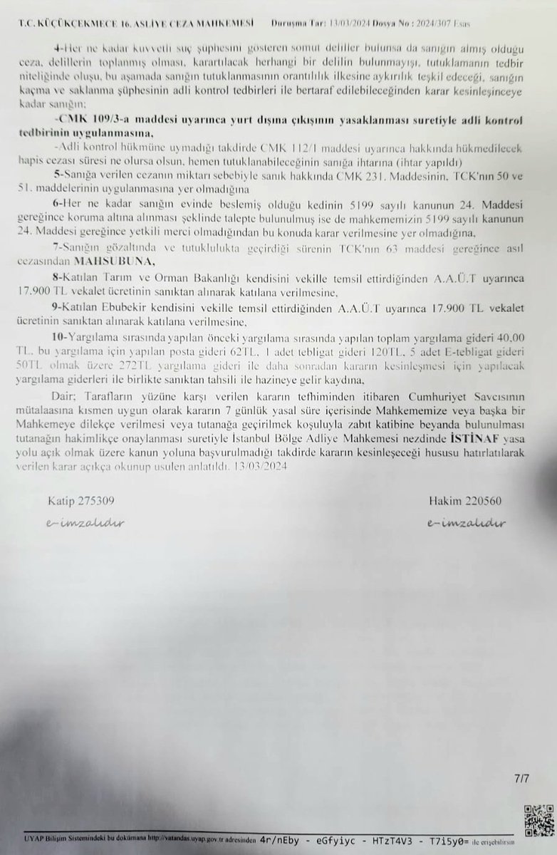 AvukatHG's tweet photo. Küçükçekmece 16. Asliye Ceza Mahkemesi,
#Eros'u katlettiği gerekçesiyle sanık İbrahim Keloğlan'ı 2 yıl 6 ay hapis cezasına mahkum etti ve karar kesinleşinceye kadar yurtdışı çıkış yasağı uygulanmasına karar verdi.

"Sahipsiz" olduğu düşünülerek
acımasızca katledilen #Eros ve tüm masum hayvan dostlarımıza sahip çıkmak için bugün Küçükçekmece 16. Asliye Ceza Mahkemesi'ndeydik.
Destek olan tüm hayvanseverlere ve duruşmayı grubumuz adına takip eden arkadaşlarımıza teşekkür ederiz.
#ErosIcinAdalet 
@HaytapOfficial @ahgpati @hakim_komite @istbarohhm