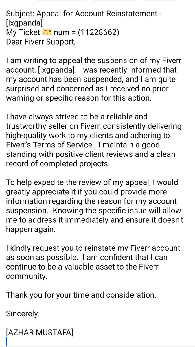 AzharMu30663178's tweet photo. My account suspended without any warning 😞⚠️ or specific reason 💔
My Ticket number (11228662) I request you to please 🥺 Unblock my account 😞. https://t.co/2lQZ62wkRt