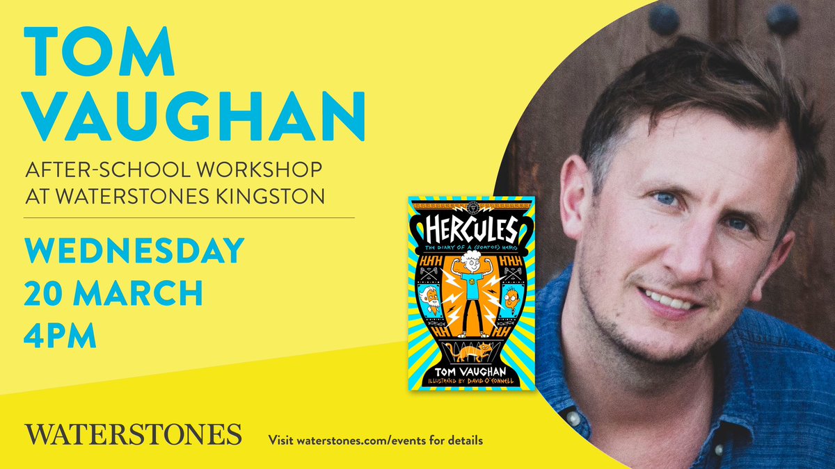 Only one week to go until Tom Vaughan’s after-school interactive workshop at Waterstones Kingston. Greek myths have never been funnier! Perfect for fans of ‘Loki’ and ‘Who Let The Gods Outs’. Visit Waterstones.com for more information.
