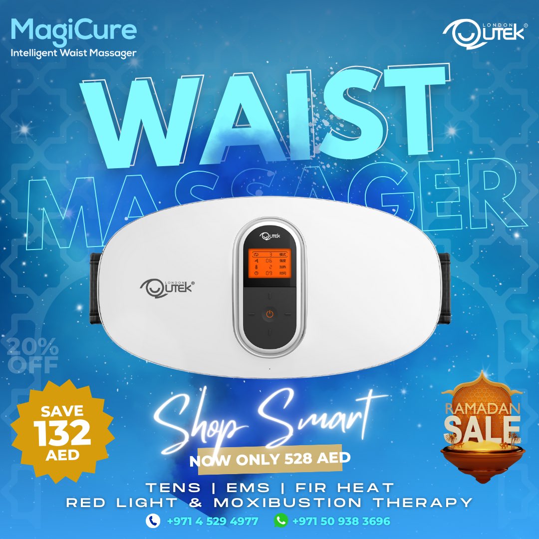 RAMADAN SALE! Embrace a healthier New Year with the soothing electro-pulse power of MagiCure Intelligent Waist Massager! NOW ONLY 528 AED (was 660 aed) Call 04 529 4977 or Send us WhatsApp +971 50 938 3696 to order #ExperienceQutek #Ramadan #EidMubarak #Ramadan2024 #Health