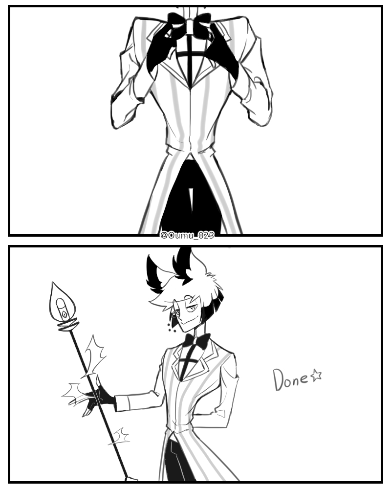 #HazbinHotelFanart #Alastor 
옷 입기 👚👖 