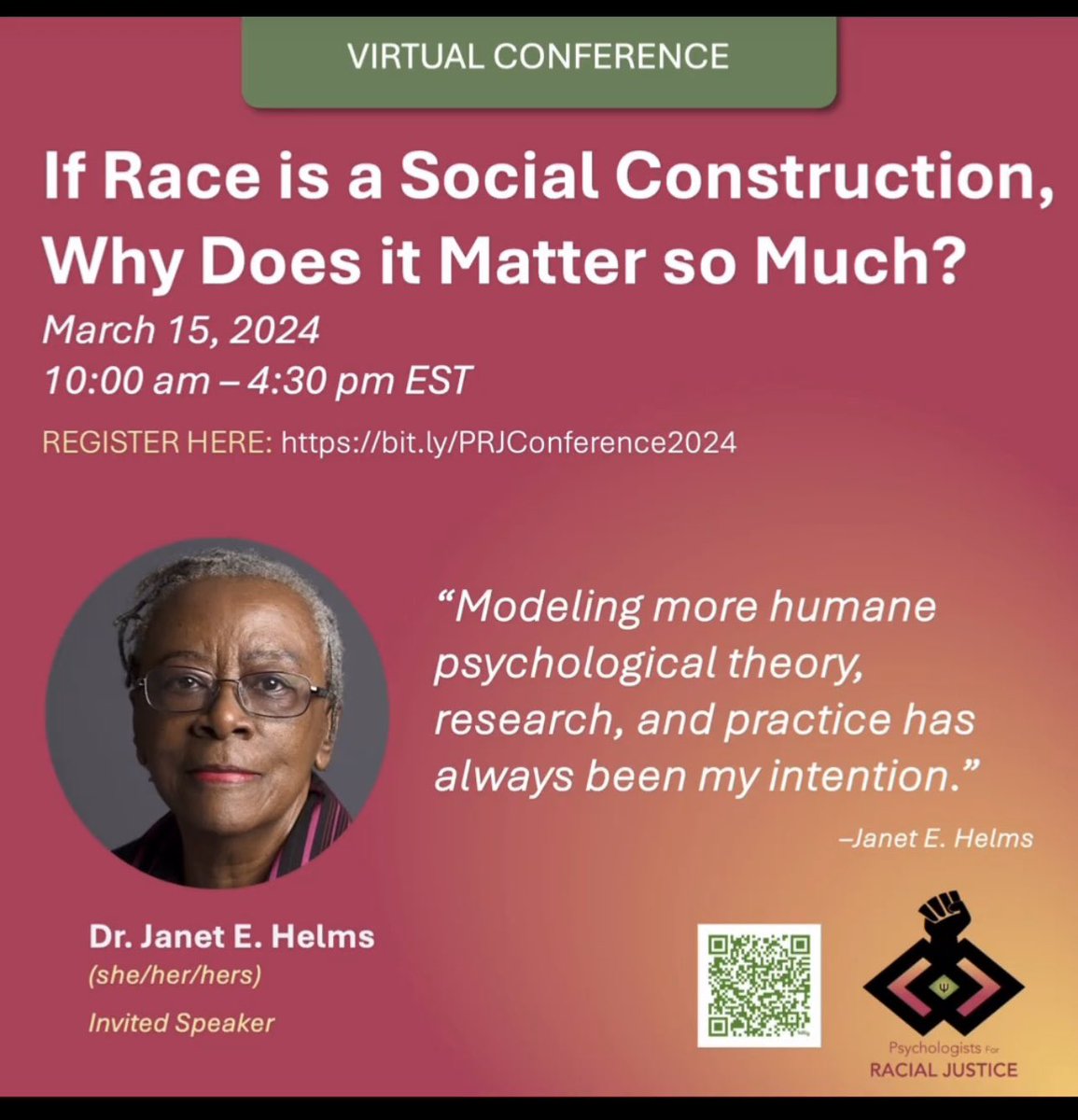 If Race Is a Social Construction, Why Does It Matter So Much? Virtual conference this Friday March 15 10:00am to 4:30pm. Register via QR code on flyer @drcegreen @DrWillMingLiu @UMDCollegeofEd @UMDResearch