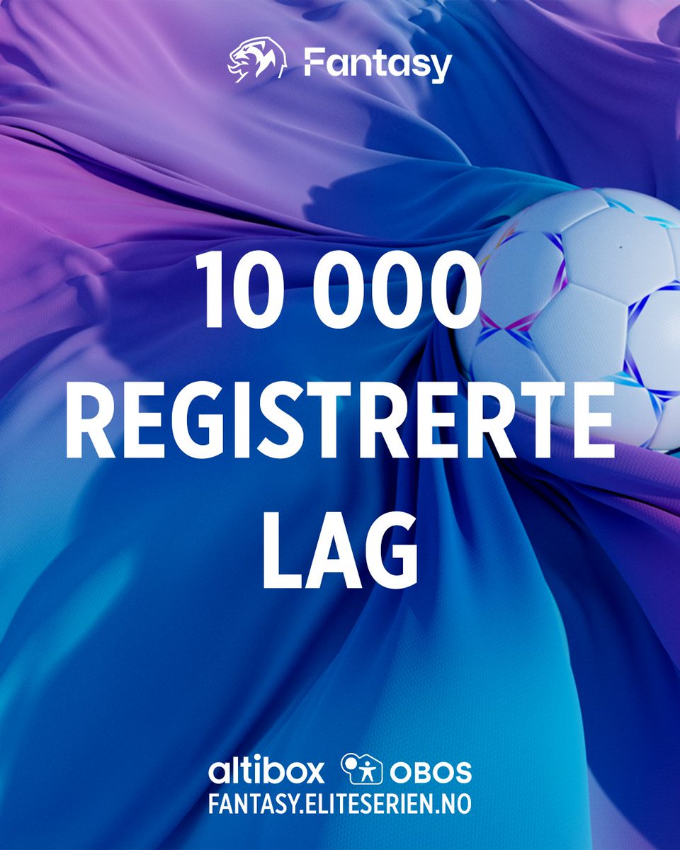 Det er hele 10 000 som har satt opp sitt Fantasy-lag – kun to dager etter lansering 🎉 Ikke en av de? Registrer ditt lag nå: fantasy.eliteserien.no