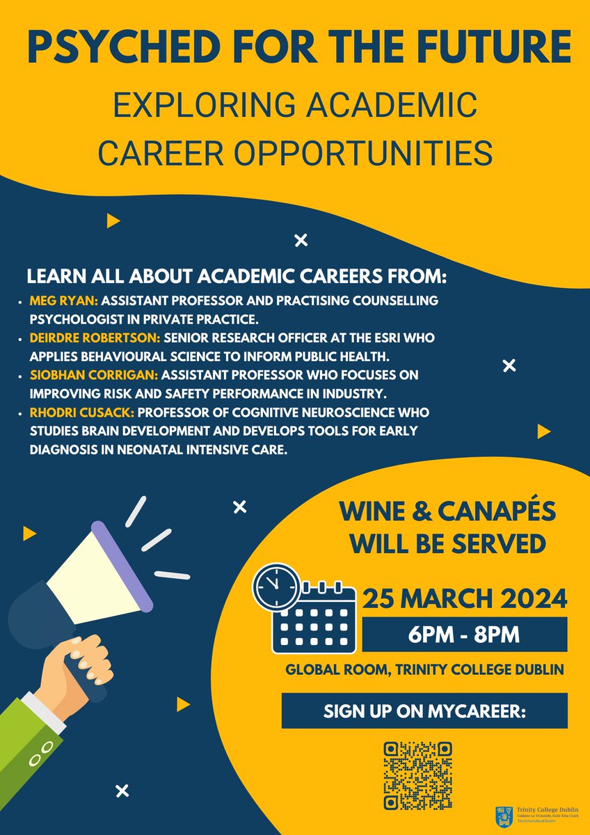 Psyched for your next career stage? The school of psychology is hosting a career day with a stellar line up of psychology PhD grads🎓 working inside and outside of academia. Join us March 25th. Registration essential ✍️