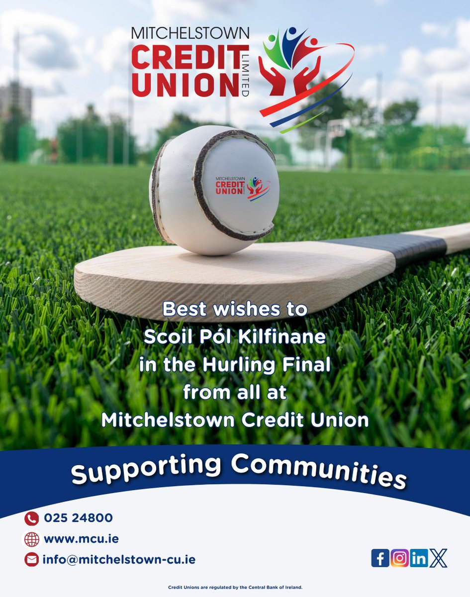 Mitchelstown Credit Union would like to wish <a href="/ScoilPol/">Scoil Pól, Kilfinane</a>  the very best of luck ahead of their All Ireland final on Friday 15th March!

The lads take on Coláiste Mhuire of Galway at 1:30pm in Tulla GAA pitch, Co Clare.

Make to cheer on the lads!