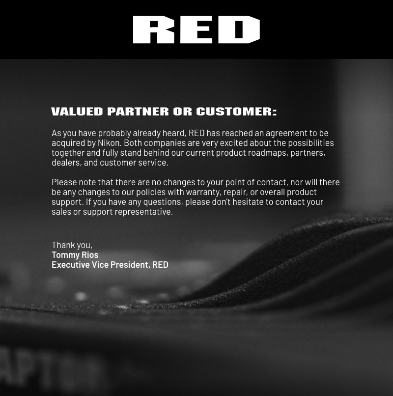 RAID_jp's tweet photo. 【お知らせ】本日、RED Digital Cinemaより、今後の営業並びにサポートに関する正式コメントが発表されました。

この発表に基づき、当社は引き続きREDの国内総販売代理店として、営業及びサポート窓口として対応いたします。今後とも、宜しくお願いいたします。
https://t.co/PwGnZS87Yo https://t.co/EC3u6rOVIf