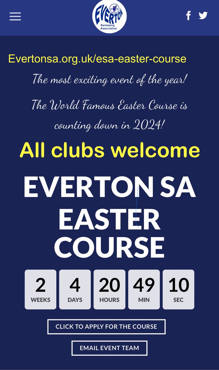 EvertonESA's tweet photo. Club swimmers, come to our Easter Course! You’re very welcome! https://t.co/oFVE9W7pct