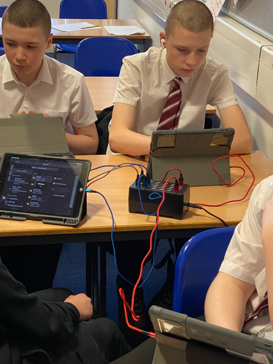 Our new charging solution.  We want our pupils to have access to their technology.  Here are Mr Thomson’s hard working S3 creating PowerPoints to assist their presentation skills.  While we want pupils to bring their tech charged and ready to go, we want them participating.