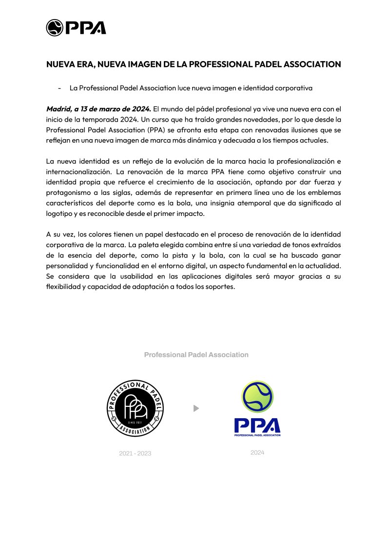 🚨 COMUNICADO OFICIAL professionalpadelassociation.org/noticias