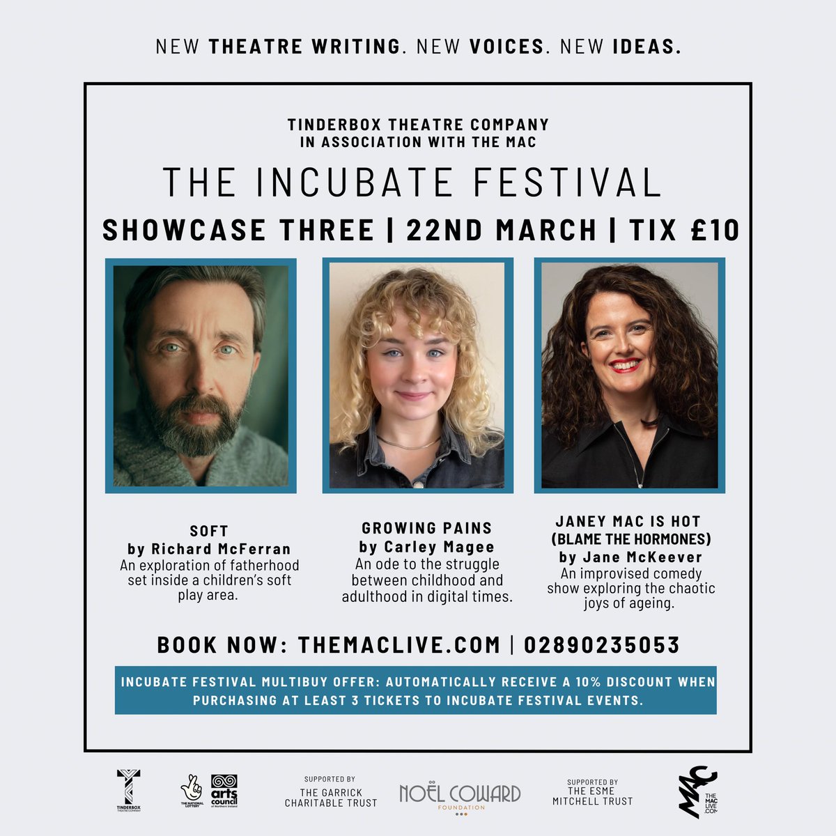 Oh what a line up! <a href="/carleymagee/">Carley MT</a> @RMcFerranactor <a href="/JaneyMaaaccc/">Jane McKeever</a> <a href="/TheMACBelfast/">Metropolitan Arts Centre</a>