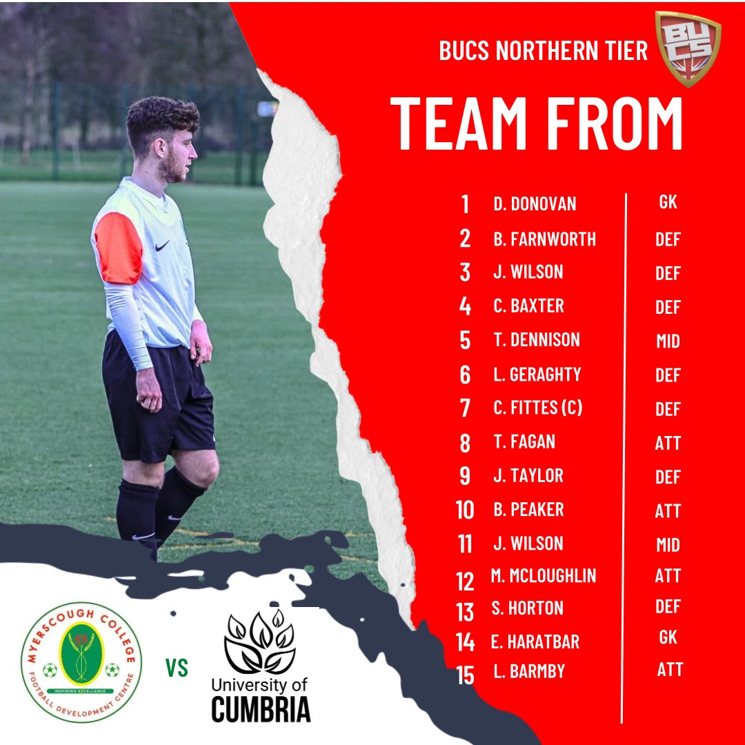 Final game of the season for our BUCS side today, so get down to the ‘Scough to cheer them on! 2pm kick off on our 3G pitch versus University of Cumbria ⚽️ @MyerscoughColl @BUCSsport #bucs #football