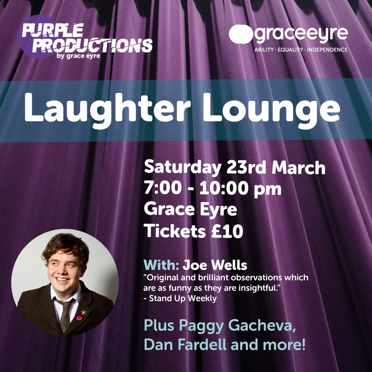 Join us for an evening of fun and laughter 🤣 during @NCWeek! 10 comedy acts, including autistic comedian @joewellscomic as headliner. 📅 Sat 23rd March 2024 🕖 7-10 pm 📍 @graceeyref Tickets only £10 each Find out more: grace-eyre.org/events/laughte… @dan_fardell