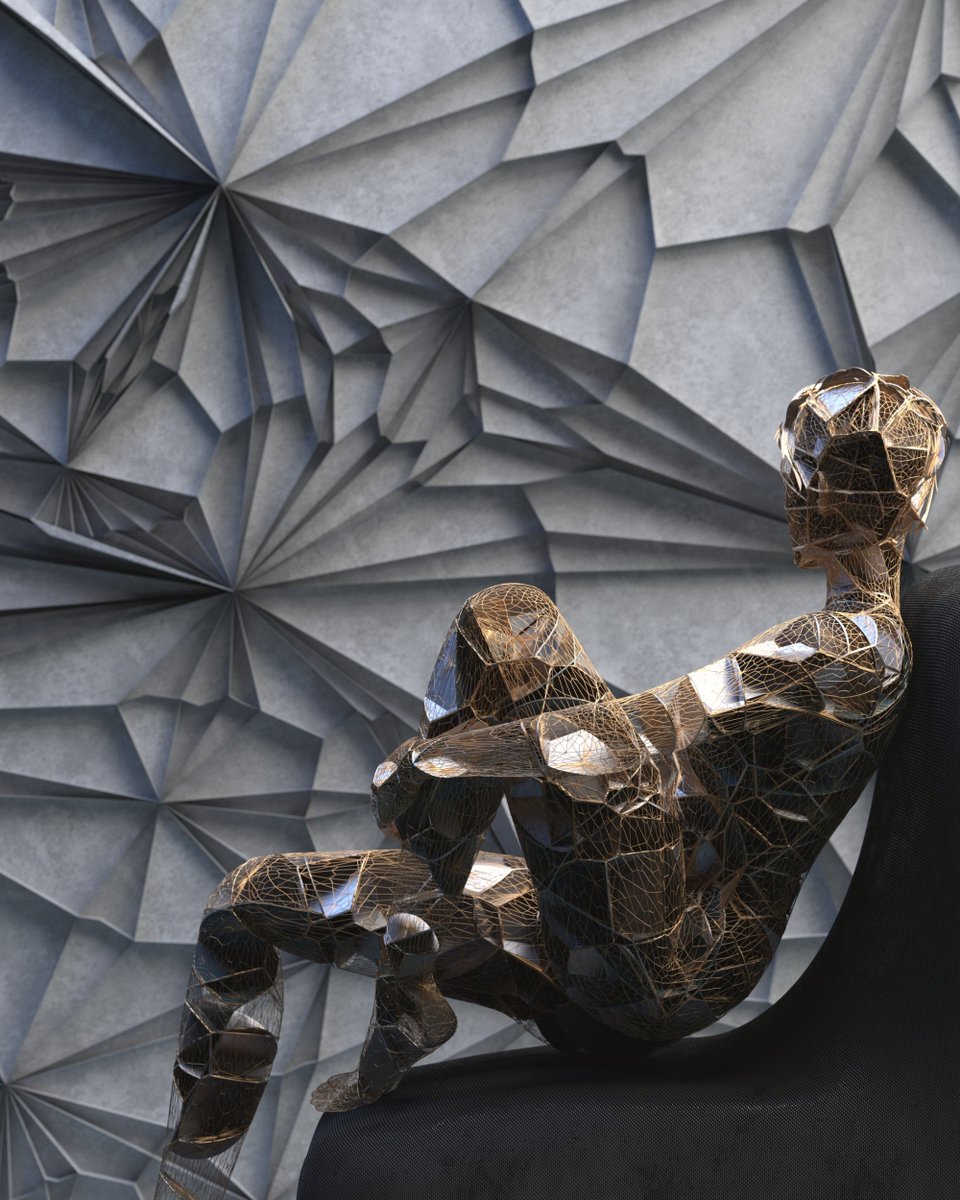 A bionic female character 3d design.

#vv #visualvertex #bionic #character #female #abstract #design #3d #reflective #futuristic #sitting #geometric