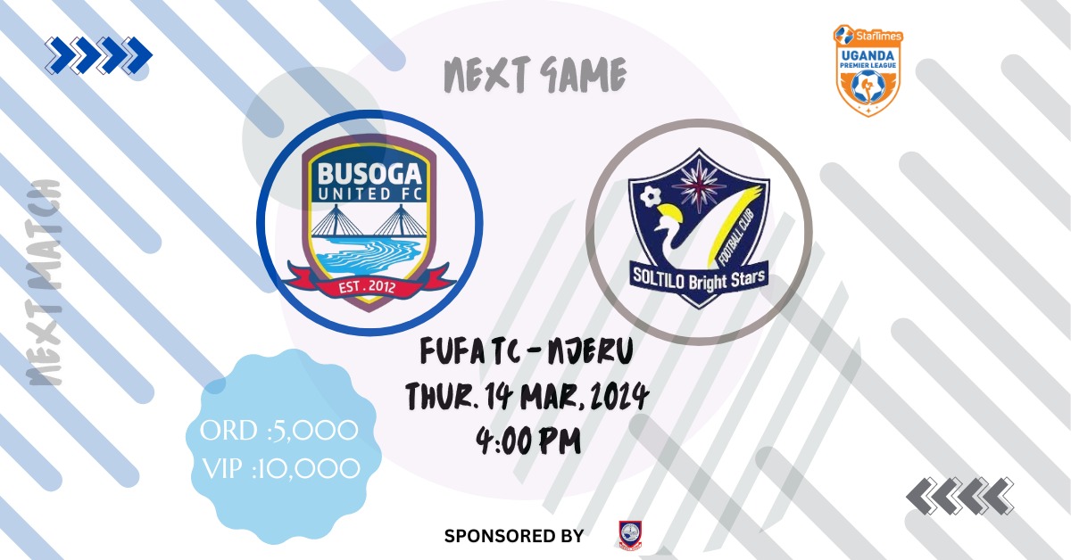 🚨 NEXT GAME We host Soltilo Bright Stars 🏆 SUPL 📅 14th March, 2024 🏟️ FTC - NJERU ⏰ 4:00PM