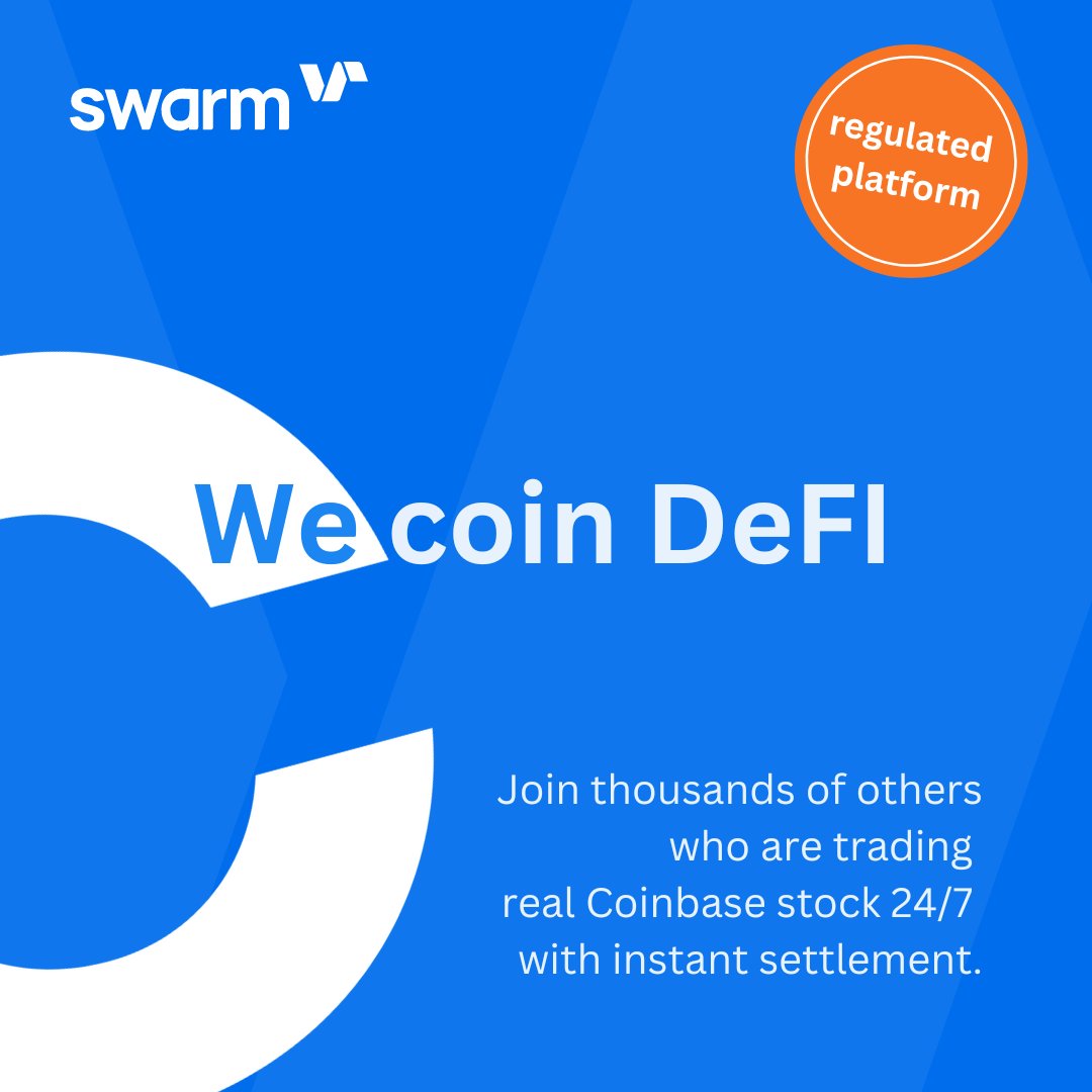 coinbase is one of the largest #crypto exchanges in the world and now you  can trade a #tokenized version of its stock, 24/7 with self custody and  instant settlement on Swarm. 👉https://t.co/sJ9y8Umtuk