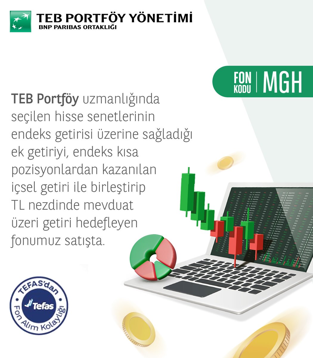 Yeni TEB Portföy Mutlak Getiri Hedefli Hisse Senedi Serbest Fon’umuz satışta. TEFAS’tan alım-satım kolaylığına sahip bu fonu banka kanalları üzerinden satın alabilirsiniz.