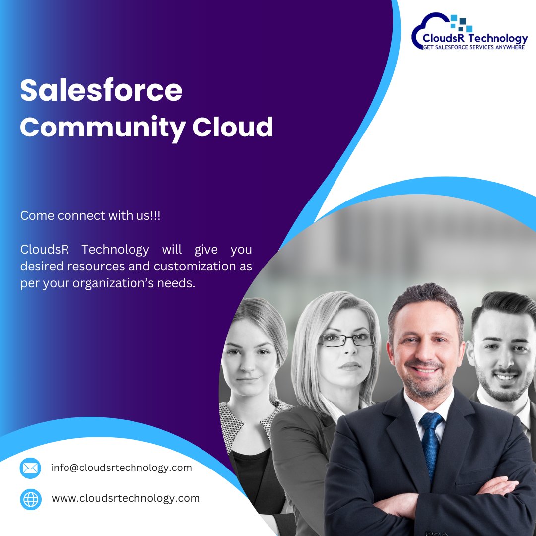 'Come connect with our community!
CloudsR Technology will give you desired resources and customization as per your organization’s needs.'

More information :-
Website : lnkd.in/gh9kek4s
Email : info@cloudsrtechnology.com

 #salesforce #cloudsrtechnology #communitycloud