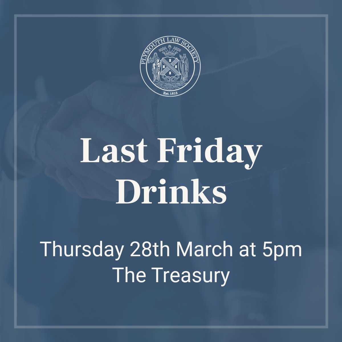With our last Friday drinks landing on Good Friday this month, we have bought them forward to Thursday 28th March. 
We look forward to seeing you at The Treasury for a drink before the long Easter weekend.