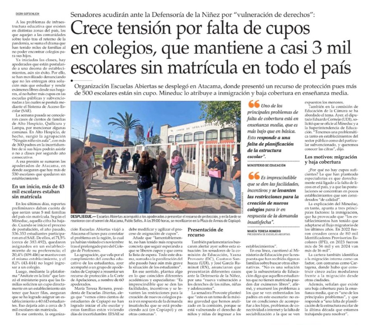 pmolinaarmas's tweet photo. Una vergüenza q el Gobierno responda a los 3 mil niños sin cupo en colegios, q rindan exámenes libres. Llegar a este extremo sin dar solución y manteniendo prohibición de crear cols parts subvencionados, es una aberración al ppl derecho de los niños: poder educarse https://t.co/mqJ5FWie9E