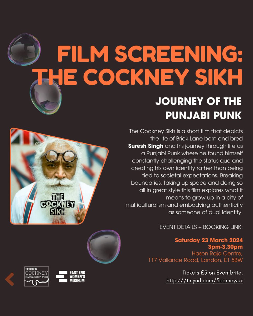 We are pleased to present The Cockney Sikh, a short film by talented East London woman filmmaker Farihah Chowdhury. We will be screening this film as part of the Modern Cockney Festival’s Culture Mash Up. Join us! Tickets: eventbrite.co.uk/e/film-screeni…