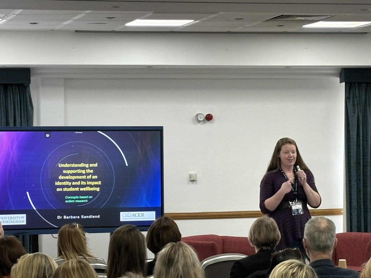 Kevin_Inclusion's tweet photo. Dr Barbara Sandland from University of Birmingham gives delegates an informed presentation on how we can understand and better support the development of a person’s autistic identity and the impact of our strategic actions on student wellbeing. @barberela #sendconf24 #iqmfamily https://t.co/YoGap1xmG2