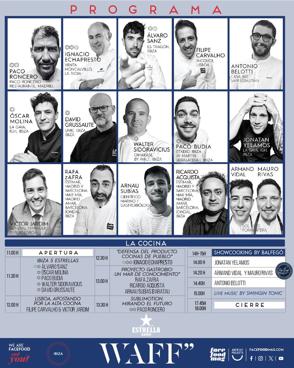 Ya está disponible el mapa y la programación del #WeAreFaceFoodIbiza 🗺

Recuerda: 
📆 15 de marzo
⌚️ 11:00h a 18:00h
💰Entrada con acreditación.
📍 Agroturismo Atzaró.

Patrocinador Oficial: <a href="/EstrellaDammEs/">Estrella Damm Es</a>🍻
Co-Patrocinadores: <a href="/_Balfego/">Atún Rojo Balfegó</a> , <a href="/MoetHennessy/">Moët Hennessy</a> , #Elencinardehumienta