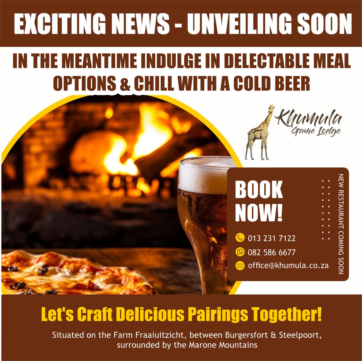 KhumulaL's tweet photo. Meal Options &amp; Cold Beer
Share your favourite beer and meal pairings in the comments below! Raise your glass to cold beers and delicious meals at Khumula Game Lodge, your ultimate home away from home!
#KhumulaGameLodge #ColdBeers #GreatMeals #HomeAwayFromHome #HashtagOnline https://t.co/dg4ectHDUI