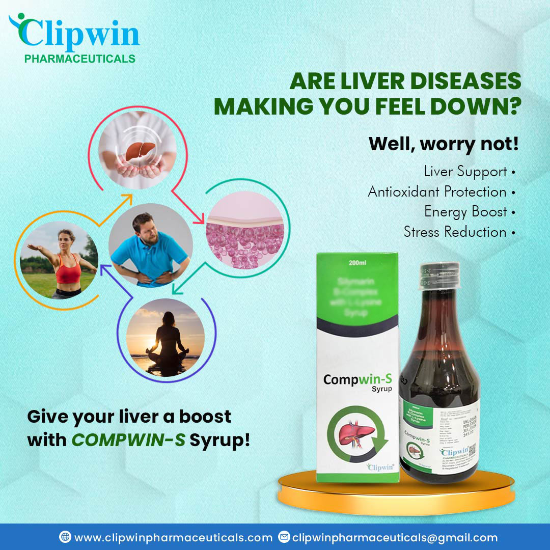 Clipwinpharma's tweet photo. Battling liver issues  can leave you feeling drained and despondent . Energize your liver with 𝐂𝐨𝐦𝐩𝐰𝐢𝐧-𝐒 𝐒𝐲𝐫𝐮𝐩  and reignite your spark!

for more info
https://t.co/r1sxhAlclX
9501511371

#Health #LiverHealth #LiverSupport #Antioxidants #compwinS #EnergyBoost #Stress https://t.co/EvbKOadYyW