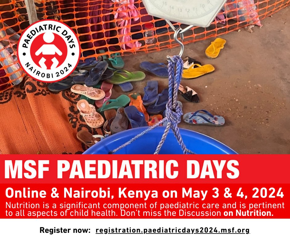 Registration for the MSF Paediatric Days 2024 is open! During the @MSFPaedsDays we will highlight the significance of #nutrition to all aspects of child health. Register to discuss & learn about the latest malnutrition guidance, tools and strategies 🔗…gistration.paediatricdays2024.msf.org