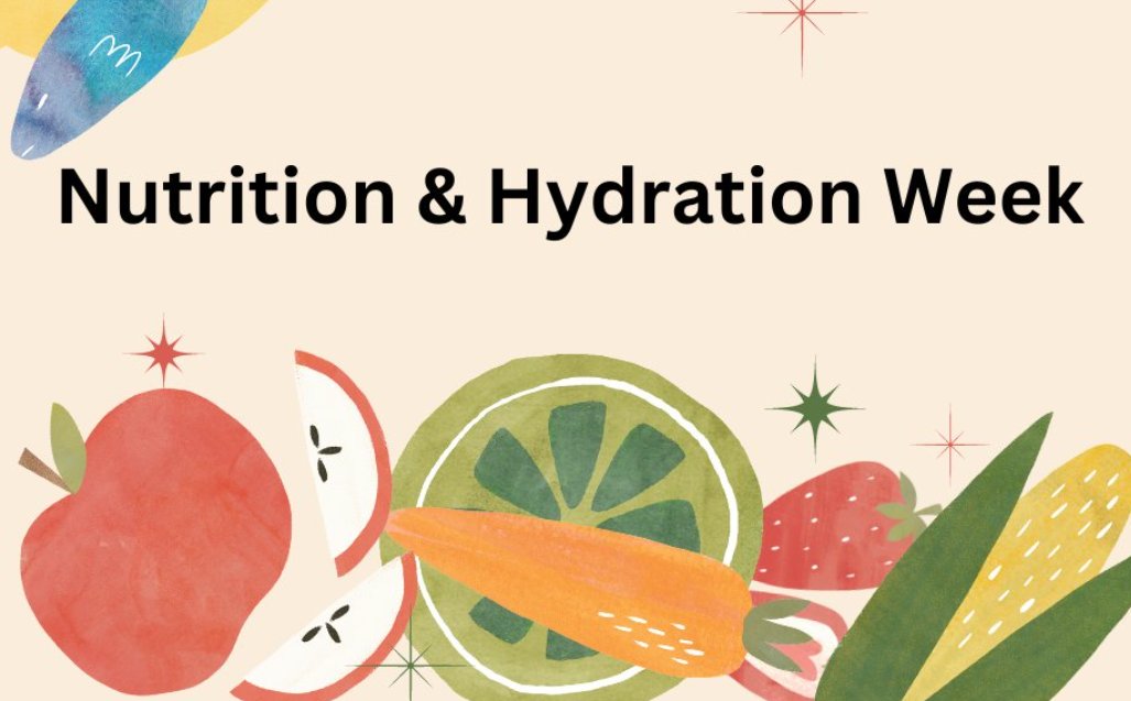 This week is Nutrition and Hydration Week...are you hydrated? Did you know some fruits and vegetables, such as tomatoes and melon, are over 90% water?