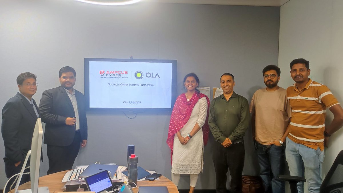 We are proud to announce our strategic partnership with Ola, India's leading app! Our Chief Business Officer Saikat Das (Sam) closed the deal, firmly establishing us as their trusted cyber security partner. 

#AmpcusCyber #OLA #cybersecuritypartner #success