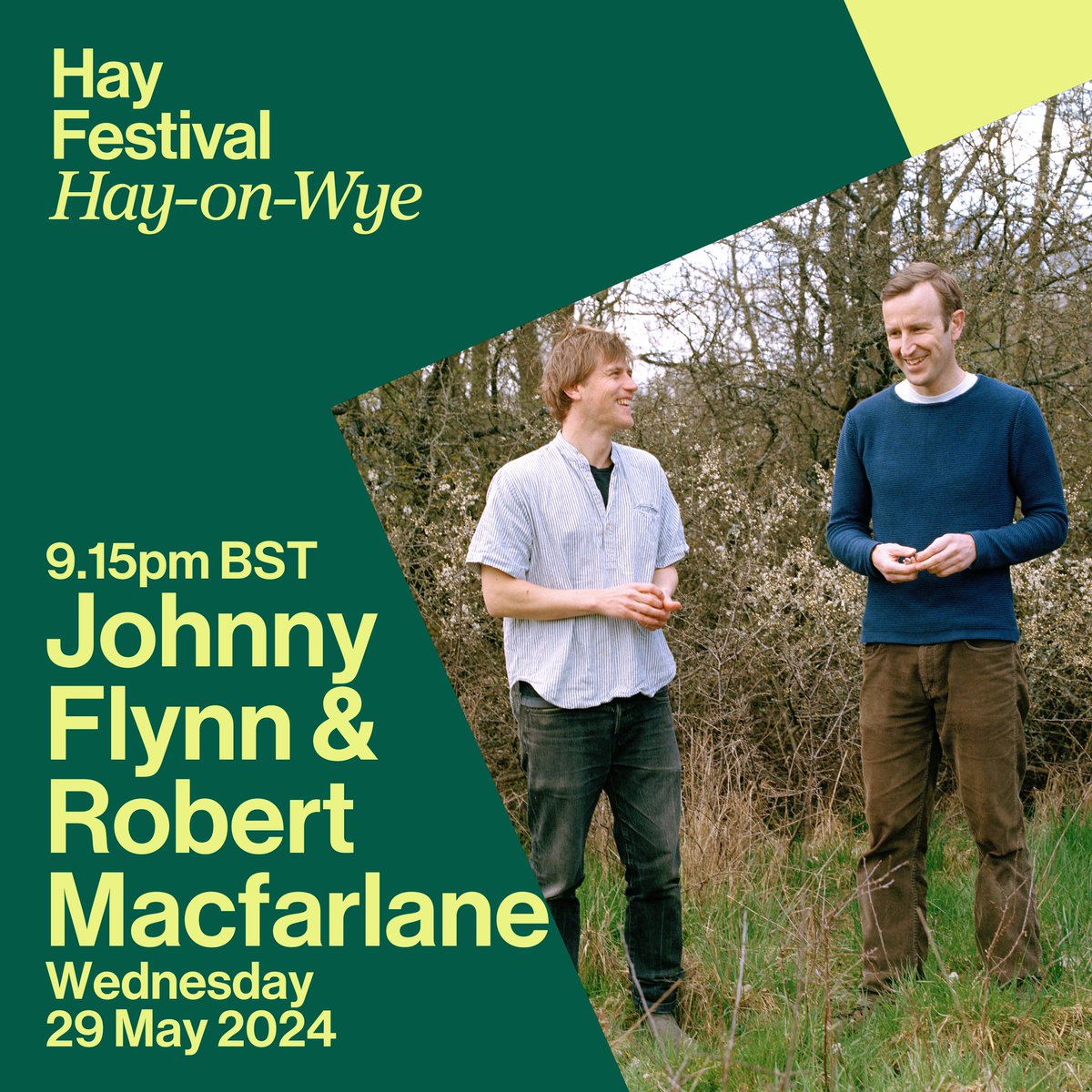 Johnny and @RobGMacfarlane will be playing this year's @hayfestival