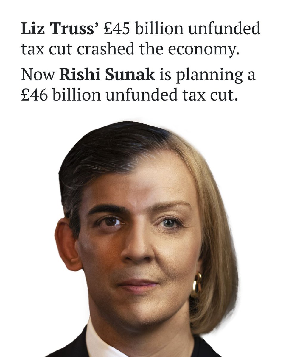 Rishi Sunak has a plan for an unfunded tax cut that will leave you paying the price. Now where have we heard that before? 🤔 #PMQs