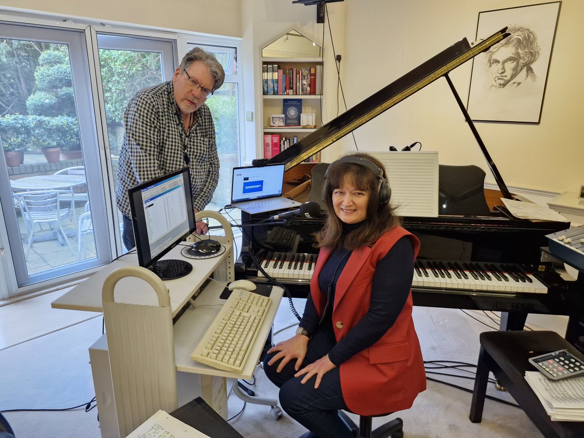 Recording for Last Word today with @bannmatt, and @ohjohnnyoh at the microphone making sure my piano sounds good - have a listen on @BBCRadio4 this Friday at 4pm. bbc.co.uk/sounds/brand/b…