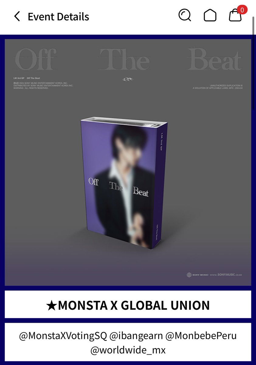worldwide_mx's tweet photo. [#wwmx_monbebe]

As a part of @Ktown4u_com x MX GLOBAL UNION we invite you to check out the event for @IMxSMEK "OFF THE BEAT" ✌️

By ordering worldwide (excl. Korea, Japan & China) through the link you can get up to 23% of discount on Changkyun’s albums!

🔗 https://t.co/vE55kUpBtL

@IMxSMEK #IM #아이엠 @OfficialMonstaX