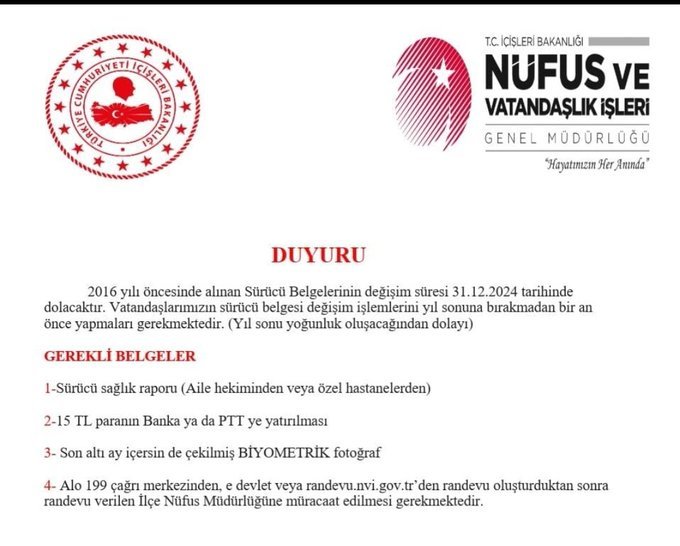 ‼️‼️VATANDAŞLARIMIZA İLANEN DUYURULUR‼️‼️