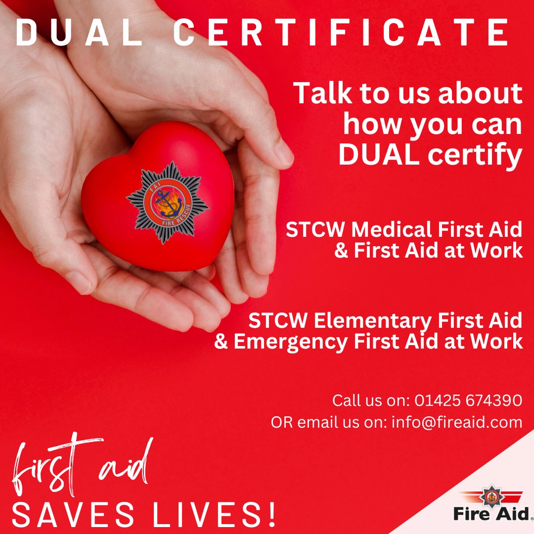 Exciting news, we're now offering Dual Certification options for First Aid Training. Why get 1 certificate when you can receive 2! Combined courses will save you time and money!
Create yourself more work opportunities on land &amp; at sea by becoming dual certified!
#firstaidtraining