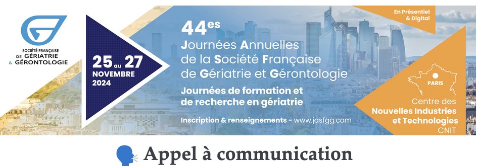 Le comité scientifique vous invite, vous et/ou votre équipe, à soumettre vos propositions avant le 15 mai prochain en vue du prochain congrès de la SFGG qui aura lieu du 25 au 27 novembre jasfgg.com/appel-a-commun…