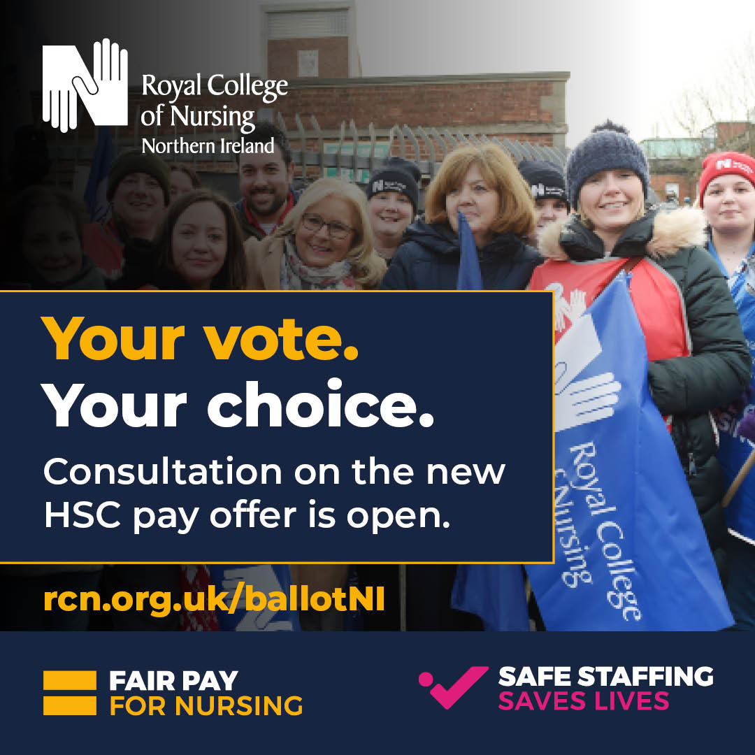 The RCN is consulting eligible members in Northern Ireland on the Department of Health’s new pay offer for Health and Social Care (HSC) staff on Agenda for Change terms and conditions. 🗳️ 🗳️ Voting is now open and closes at 6pm on Thursday 21 March 2024. rcn.org.uk/ballotNI