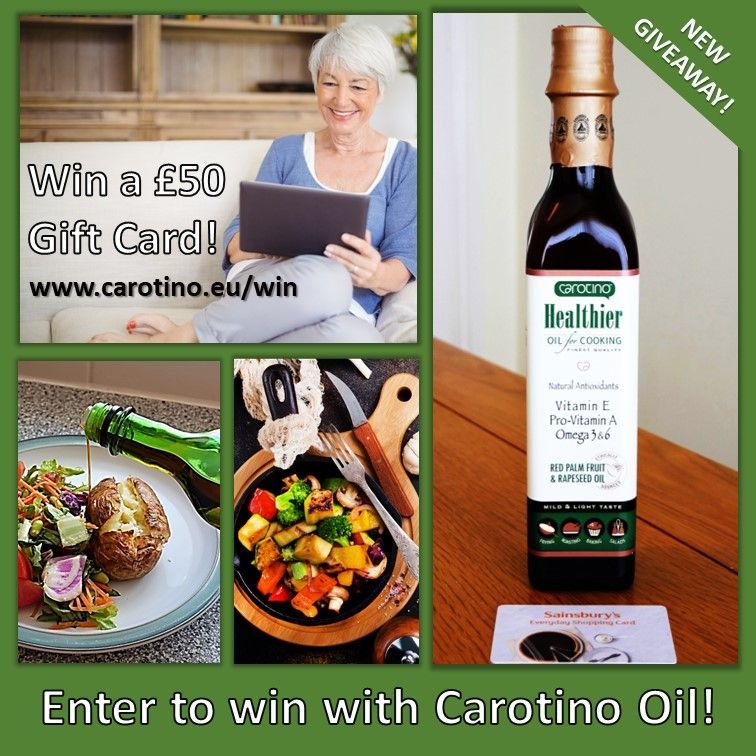 #NEWGIVEAWAY How would you like to #win a £50 Sainsbury's gift card? That's the #prize in our brand NEW #competition with versatile, vitamin and omega-rich Carotino Healthier Cooking Oil. Enter via our website: carotino.eu/win #competitiontime #giveaway #inittowinit