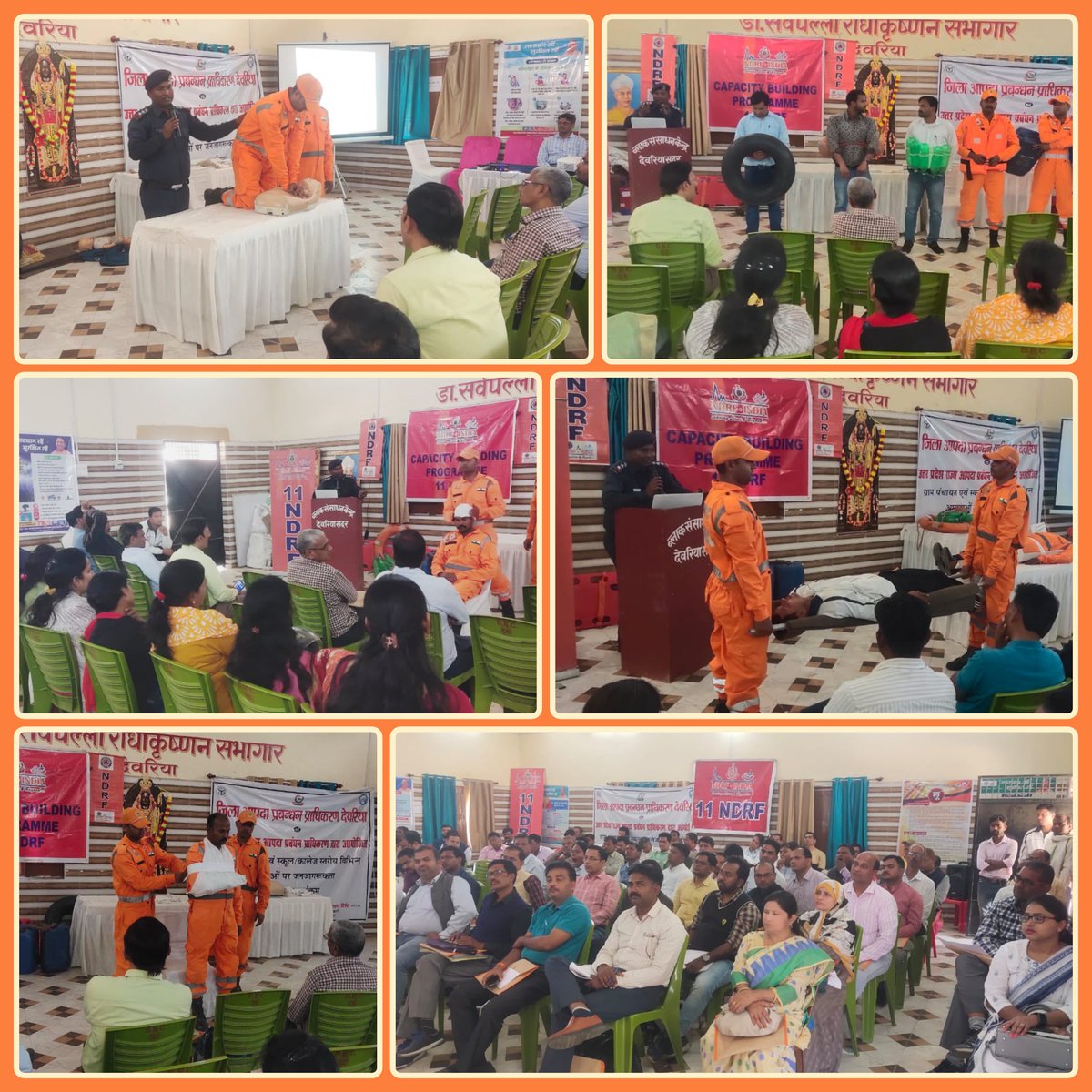 11NDRF's tweet photo. #Capacity_Building_Programme
@11NDRF_VARANASI
🔶Conducted a Capacity Building Programme on disaster preparedness
🔶At Shikshak Bhawan #Deoria (U.P)
🔶Participants: District Officials &amp; Teachers 
#BePrepared #BeSafe
#NDRF4U🇮🇳
@NDRFHQ
@ManojKu21690089
@dmdeoria
@UPSDMA1
@CMOfficeUP https://t.co/GMqEX7RpDx
