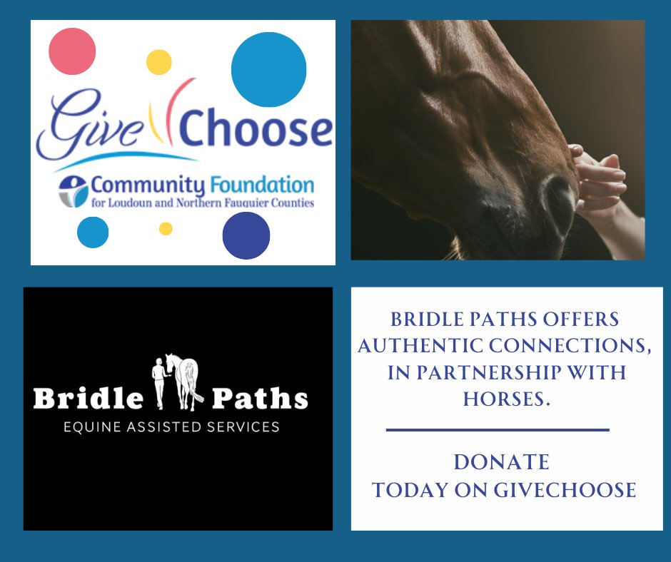 Next Tuesday, March 19th, is a big day for Loudoun County - Give Choose Day! Take a moment, click givechoose.org/nonprofits/Bri…, and explore the amazing work of our spotlight partner Bridle Paths. Let's make a difference together! #GiveChoose #LoudounCares #BridlePaths