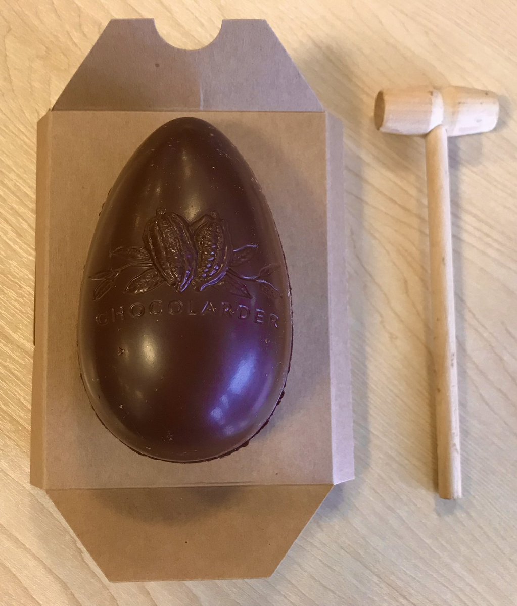 This beautiful egg, from <a href="/chocolarder/">Chocolarder</a> of Cornwall, combines dark milk choc with fragrant hot cross bun crumb and is deeply, deeply delicious. Moments after the ceremonial chocolate hammer had been wielded, every scrap was gone