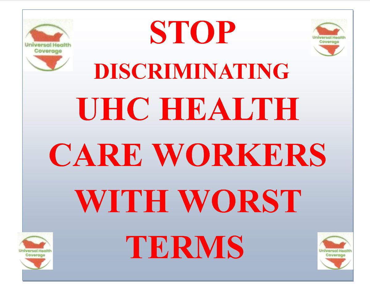 Contract basis for over 4 years? Unacceptable. <a href="/MOH_Kenya/">Ministry of Health</a>, <a href="/Nakhumicha_S/">Nakhumicha S. Wafula E.G.H</a>, <a href="/KenyaGovernors/">Council of Governors</a>, hear us out: Convert UHC staffs to permanent and pensionable terms NOW! #PNPforUHCstaffs #uhckenya <a href="/HonMoses_Kuria/">Hon.Moses Kuria,HSC</a> <a href="/Honcalebamisi/">Hon. Caleb Amisi, MP</a> <a href="/edwinsifuna/">Edwin Sifuna</a> <a href="/citizentvkenya/">Citizen TV Kenya</a> <a href="/Davji/">Davji Bhimji Atellah</a>